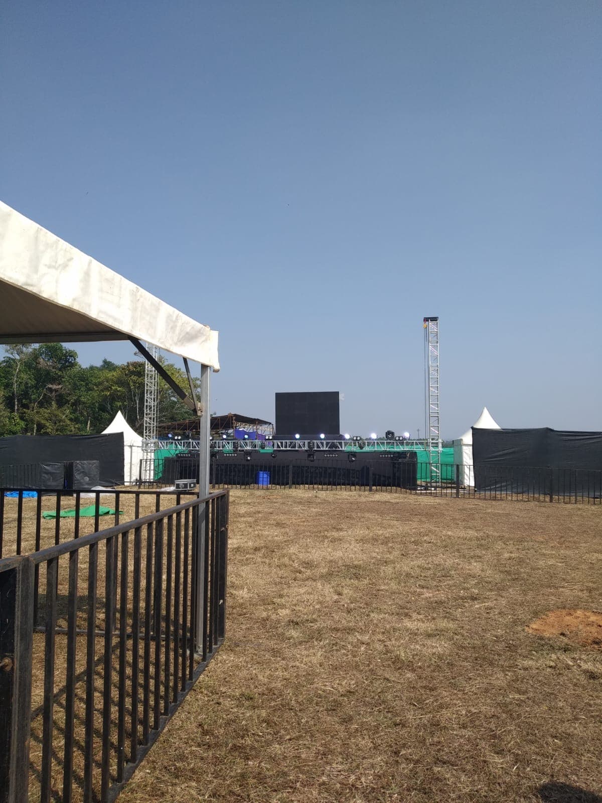 Outdoor stage with LED wall and truss lighting